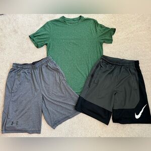 LOT Nike & Under Armour Men's Basketball Shorts & EMS Tech Tee Men’s Small